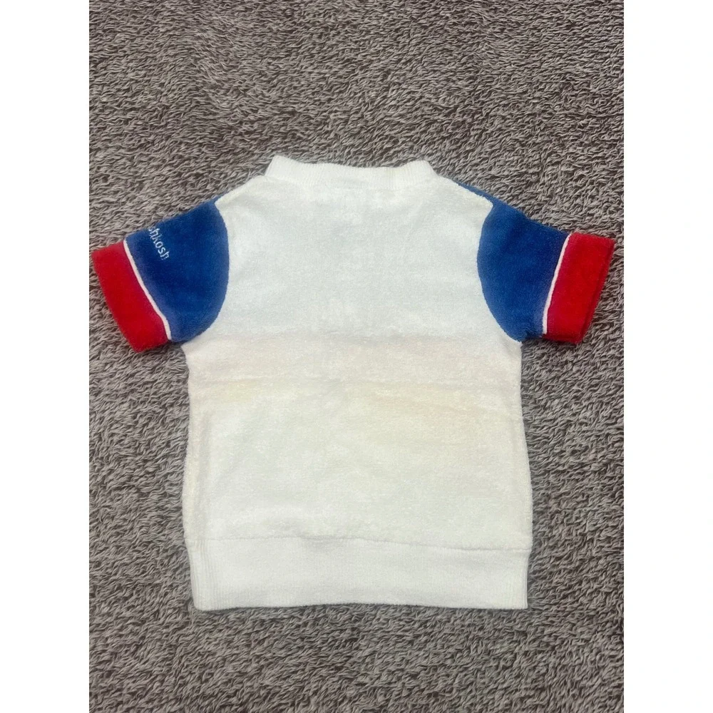 Vintage OshKosh B'Gosh Baby 18M Terry Cloth Colorblock Shirt Red White Blue 90s